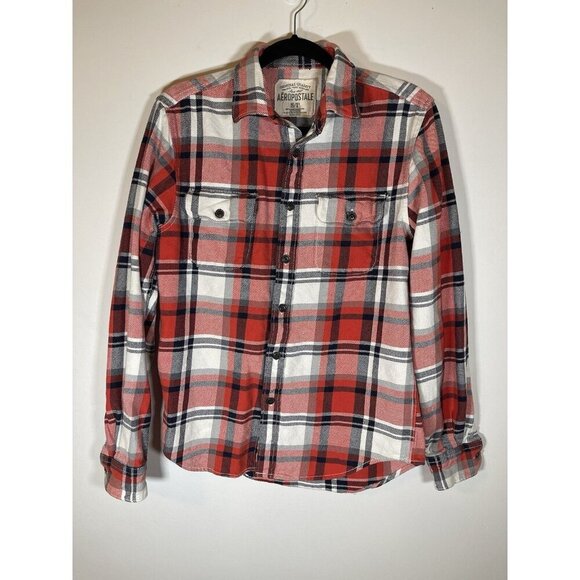 Aeropostale Mens Small Long Sleeve Flannel Plaid Shirt Button Front Sleeve Cuffs - Picture 1 of 5